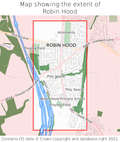 Map showing extent of Robin Hood as bounding box