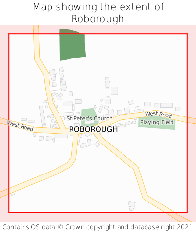 Map showing extent of Roborough as bounding box