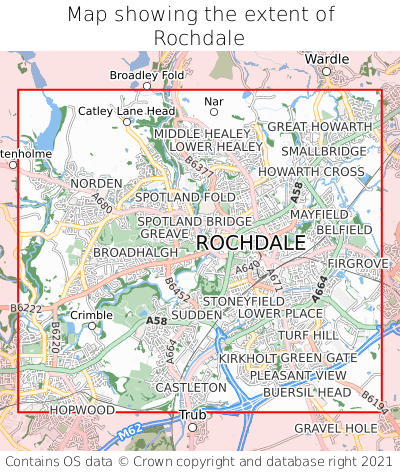 Map showing extent of Rochdale as bounding box