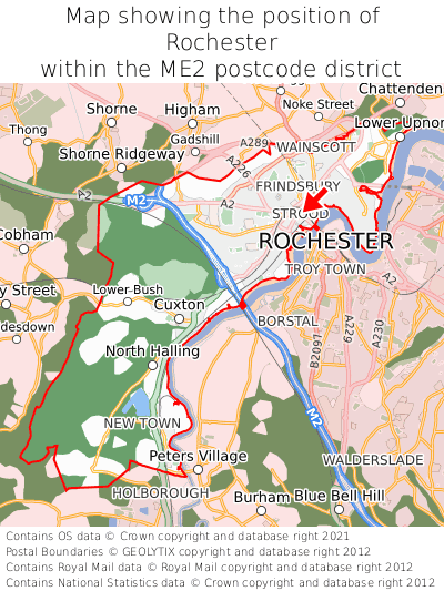Map showing location of Rochester within ME1