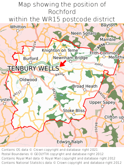 Map showing location of Rochford within WR15