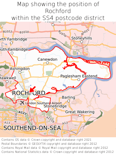 Map showing location of Rochford within SS4