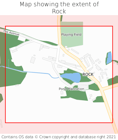 Map showing extent of Rock as bounding box