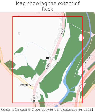 Map showing extent of Rock as bounding box