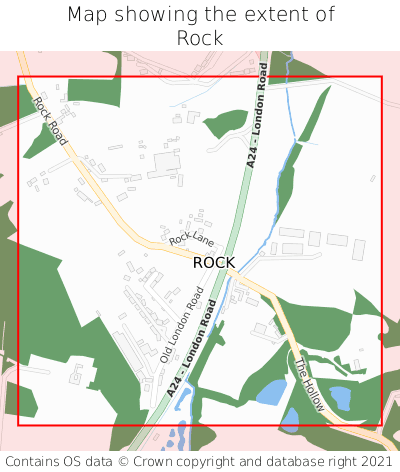 Map showing extent of Rock as bounding box