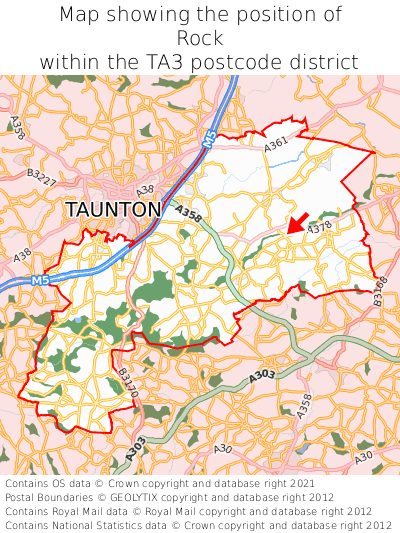 Map showing location of Rock within TA3