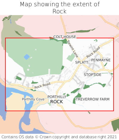 Map showing extent of Rock as bounding box