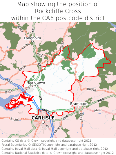 Map showing location of Rockcliffe Cross within CA6