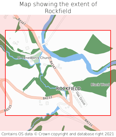 Map showing extent of Rockfield as bounding box