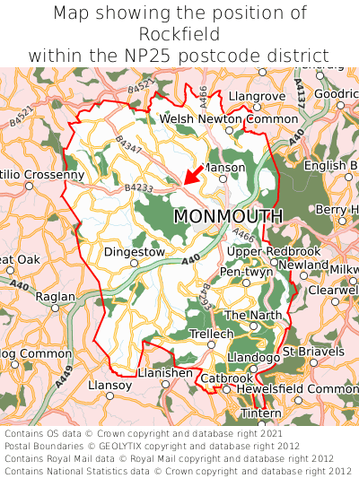 Map showing location of Rockfield within NP25