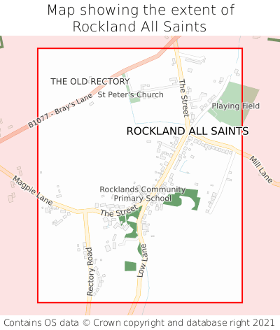 Map showing extent of Rockland All Saints as bounding box