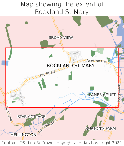 Map showing extent of Rockland St Mary as bounding box