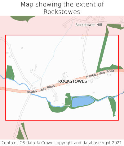 Map showing extent of Rockstowes as bounding box