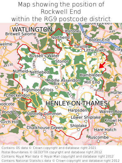 Map showing location of Rockwell End within RG9