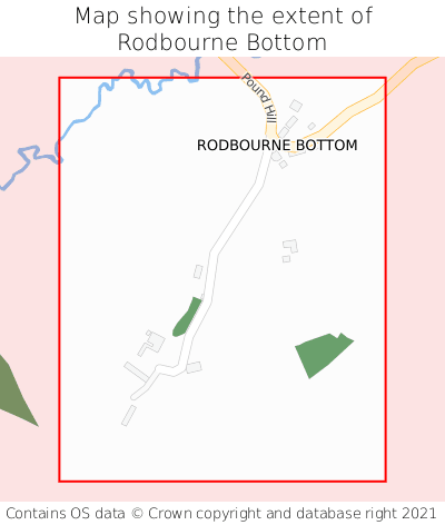 Map showing extent of Rodbourne Bottom as bounding box