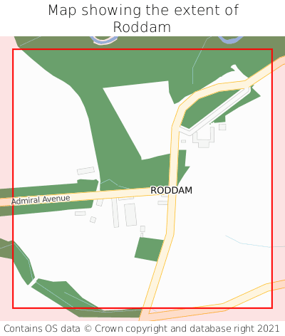 Map showing extent of Roddam as bounding box