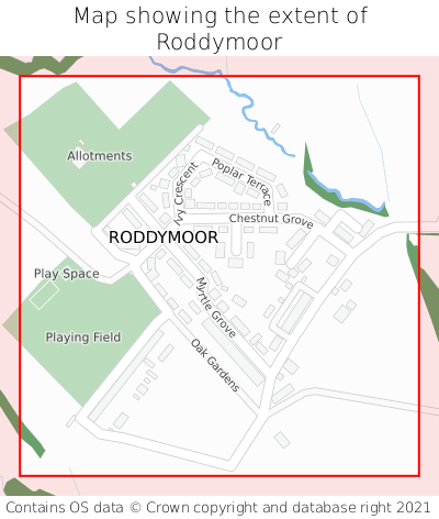 Map showing extent of Roddymoor as bounding box