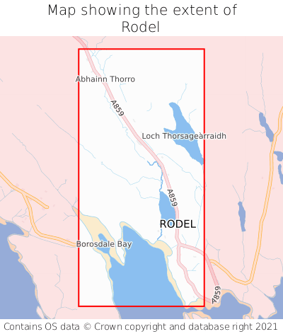 Map showing extent of Rodel as bounding box