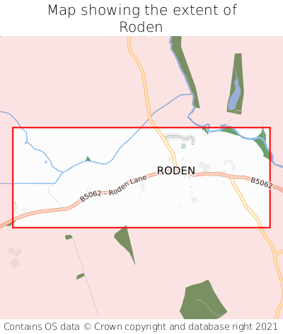 Map showing extent of Roden as bounding box