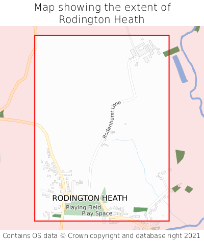 Map showing extent of Rodington Heath as bounding box