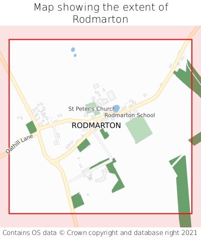 Map showing extent of Rodmarton as bounding box