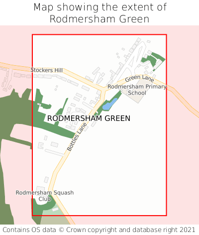Map showing extent of Rodmersham Green as bounding box