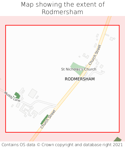 Map showing extent of Rodmersham as bounding box