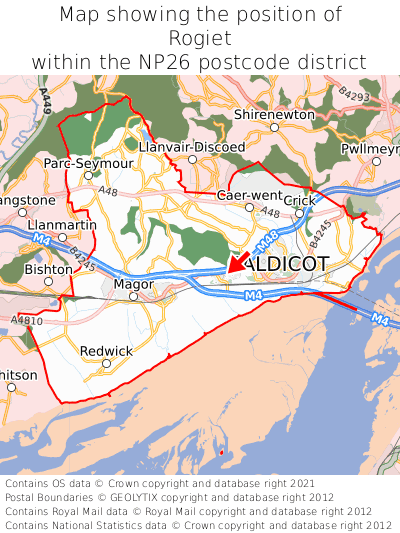 Map showing location of Rogiet within NP26