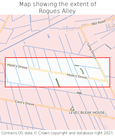 Map showing extent of Rogues Alley as bounding box