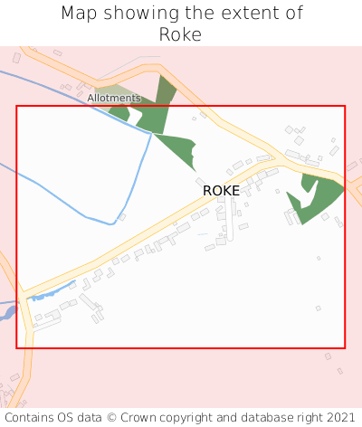 Map showing extent of Roke as bounding box