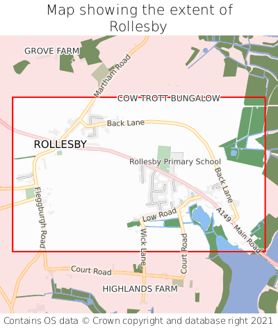 Map showing extent of Rollesby as bounding box