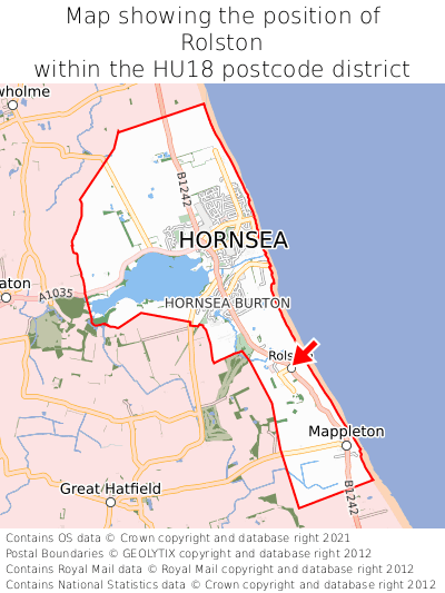 Map showing location of Rolston within HU18