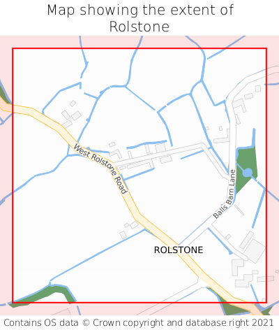 Map showing extent of Rolstone as bounding box