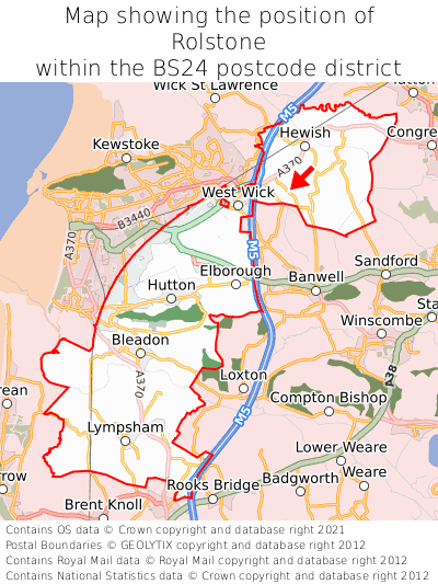 Map showing location of Rolstone within BS24