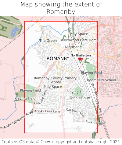 Map showing extent of Romanby as bounding box