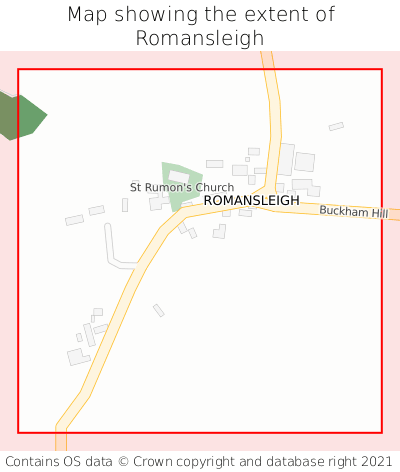Map showing extent of Romansleigh as bounding box