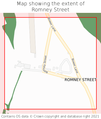 Map showing extent of Romney Street as bounding box