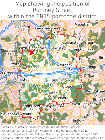 Map showing location of Romney Street within TN15