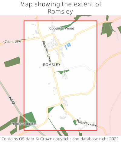 Map showing extent of Romsley as bounding box