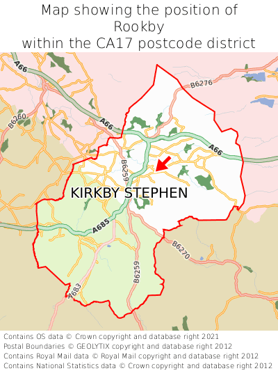 Map showing location of Rookby within CA17