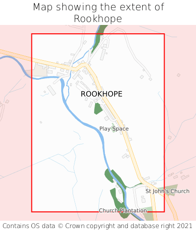 Map showing extent of Rookhope as bounding box