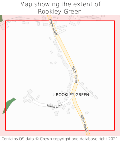 Map showing extent of Rookley Green as bounding box