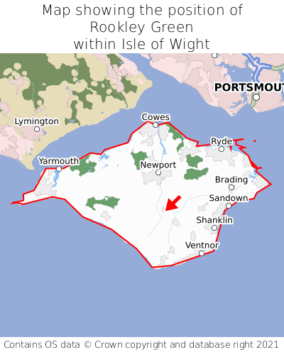 Map showing location of Rookley Green within Isle of Wight