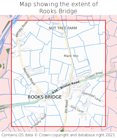 Map showing extent of Rooks Bridge as bounding box