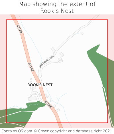 Map showing extent of Rook's Nest as bounding box