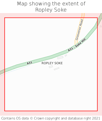 Map showing extent of Ropley Soke as bounding box