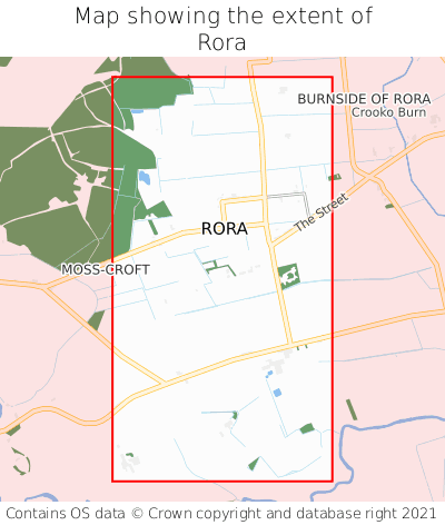 Map showing extent of Rora as bounding box