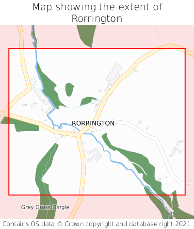 Map showing extent of Rorrington as bounding box