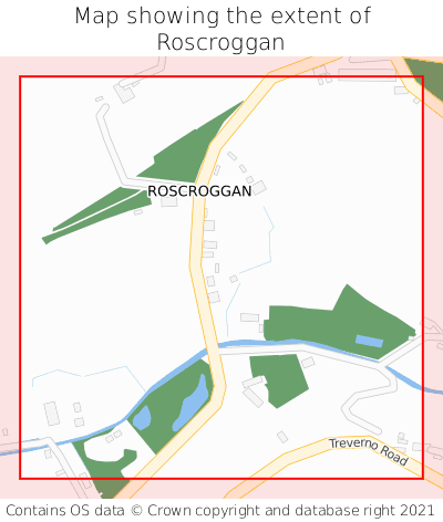 Map showing extent of Roscroggan as bounding box