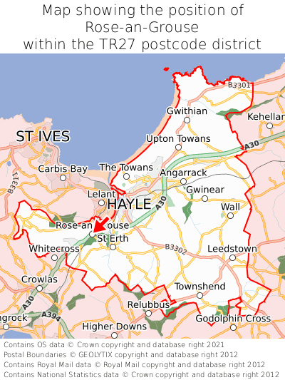 Map showing location of Rose-an-Grouse within TR27